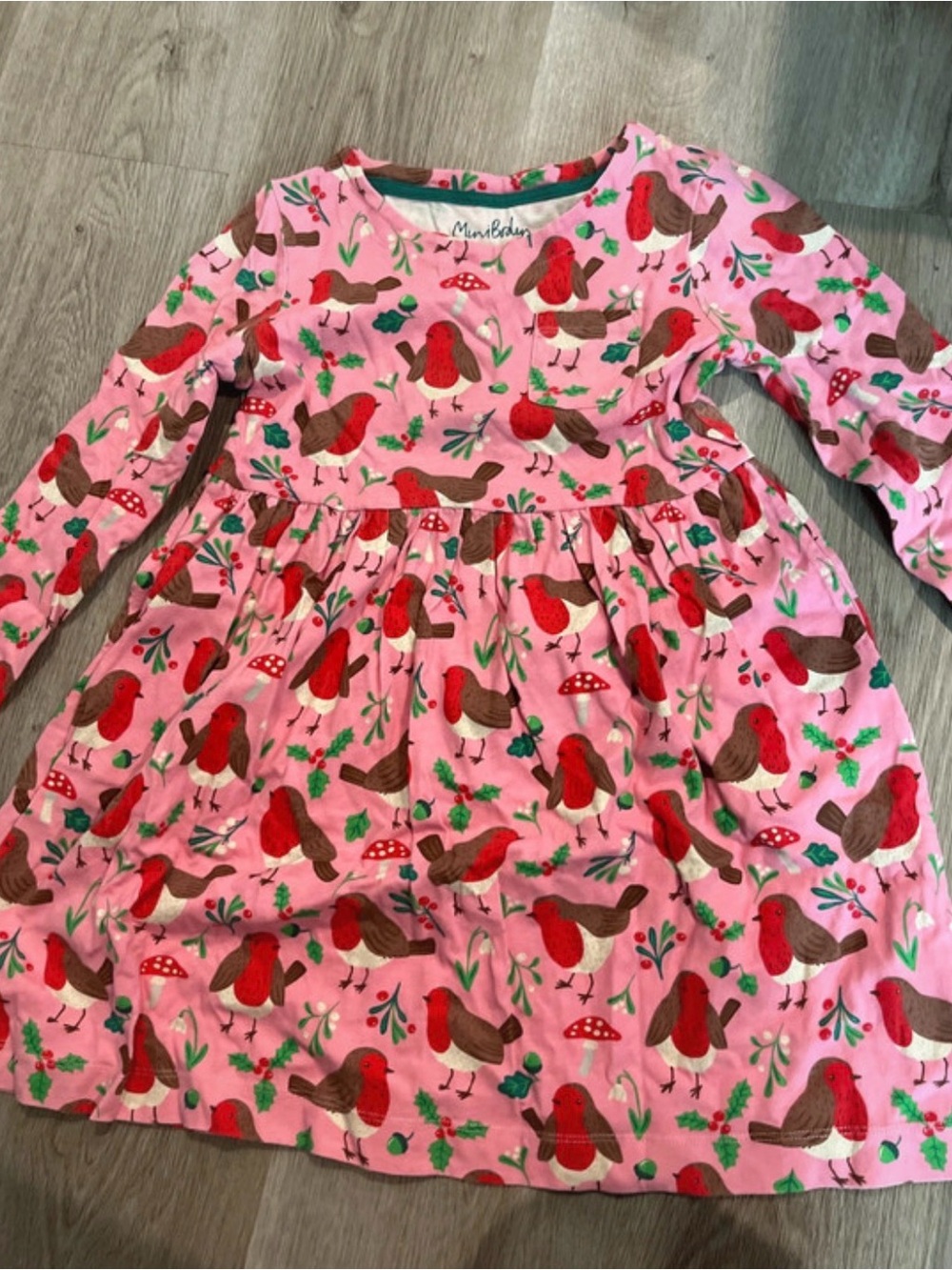 Mini boden pink bird dress